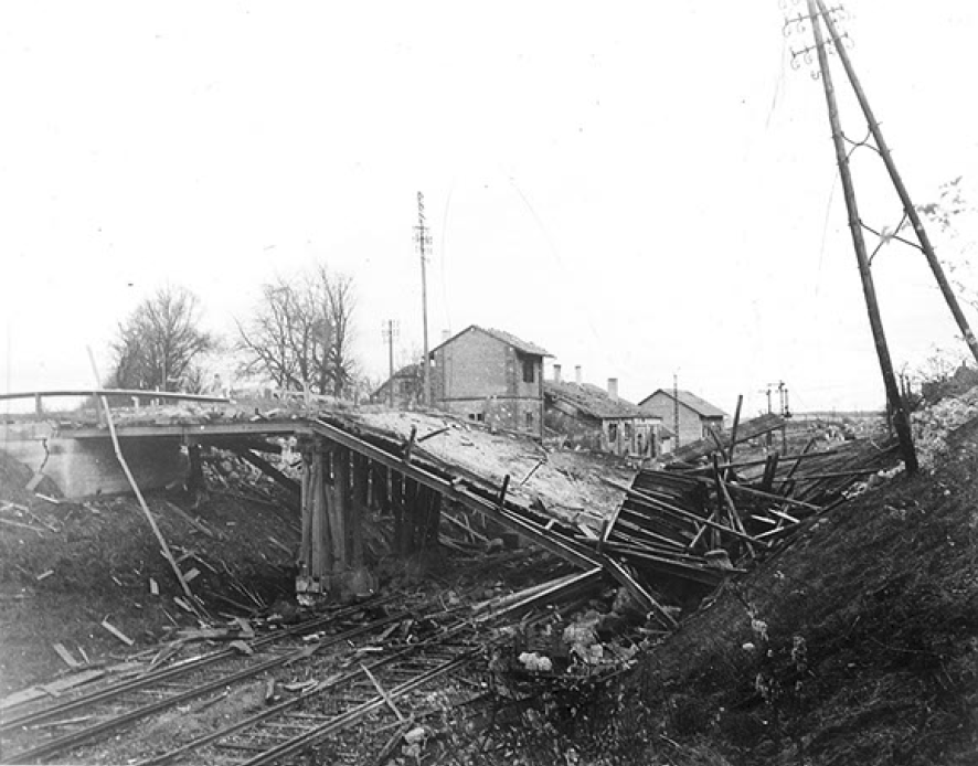 Destroyed bridge at Morhange